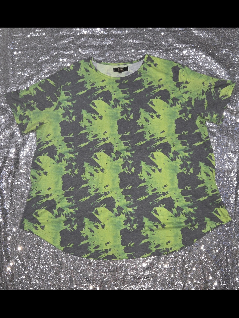 Lucky & Blessed Green and Gray Tie Dye Short Sleeve Tee